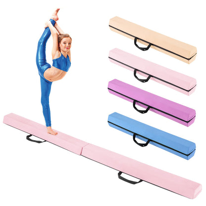 GOPLUS Poutre Gymnastique Pliable 210cm, Poutre Gymnastique avec Patins Antidérapants, Surface Suède, Entraînement de Gymnastique pour Enfants et Adultes, Gain d’Espace