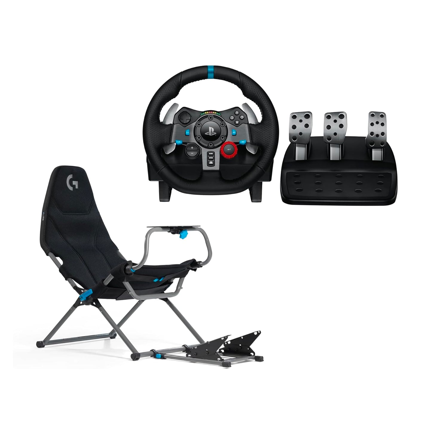 Logitech G G29 Driving Force Steering Wheel and Pedals for Playstation & PC | Realistic Force Feedback, Stainless Steel Levers, Steering Wheel Cover for PS5, PS4, PC, Mac - Black