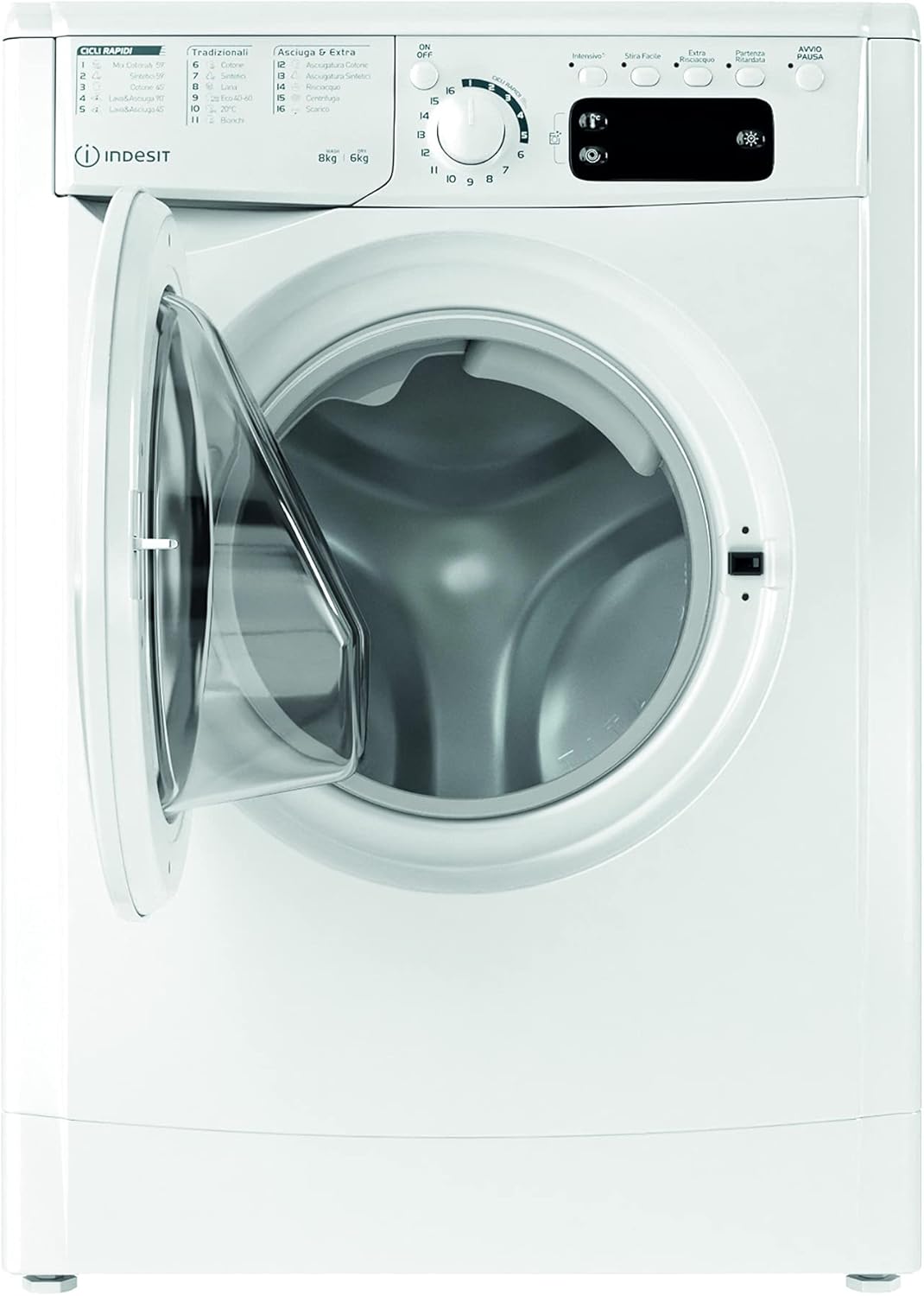 EWDE 861483 W IT N - Lave-Linge 8 Kg Charge Avant, Libre Installation. Centrifugeuse 1400 Tours Par Minute. Largeur 59,5 Cm, Profondeur 53,5 Cm, Hauteur 85 Cm, Classe Énergétique D, Blanc