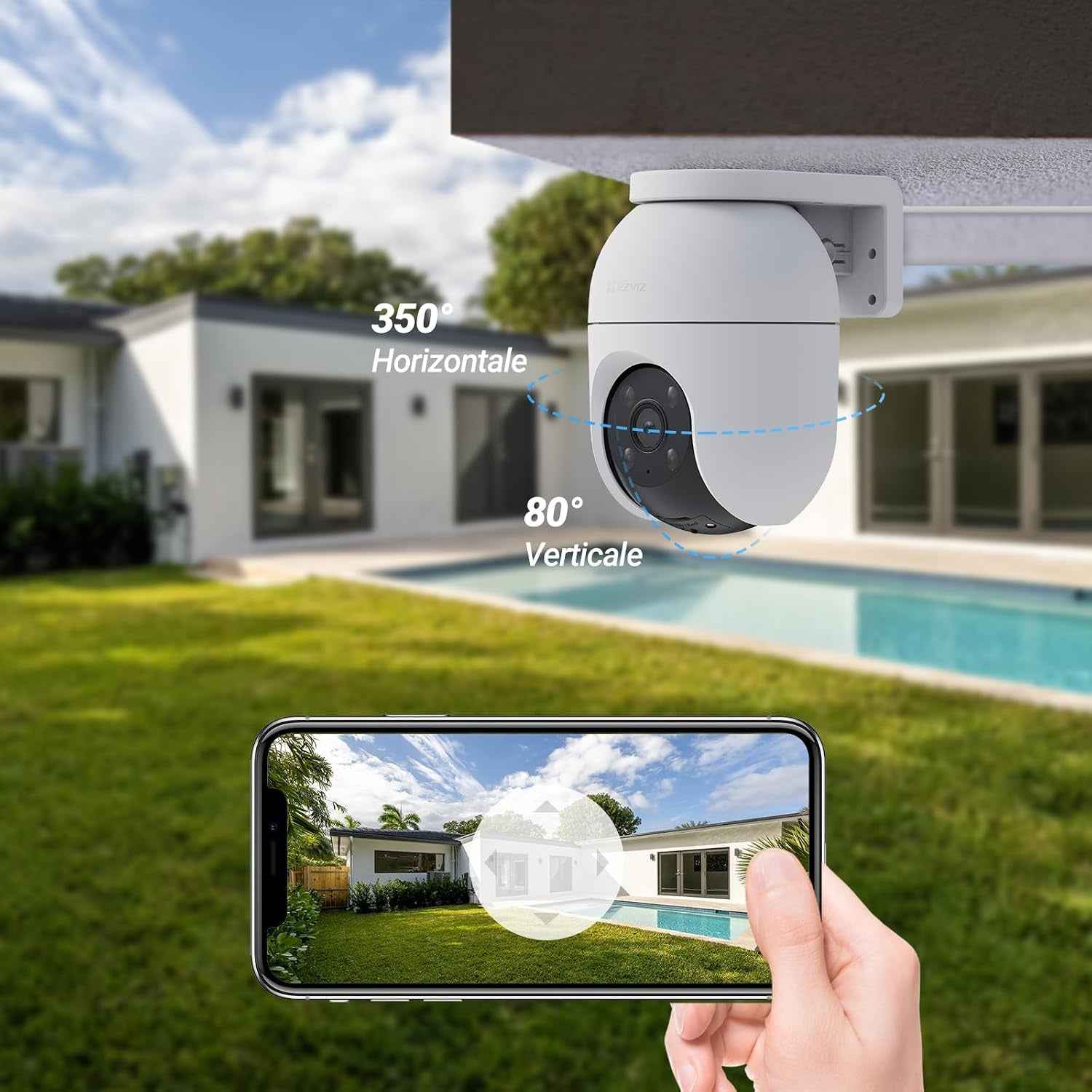 2Pack Caméra De Surveillance Extérieur Wifi À 360° C8C 2MP | Détection Humaine, Vision Nocturne En Couleur, Suivi Auto-Zoom, Audio Bidirectionnel, IP65 Etanche, Défense Active