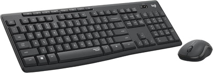 Logitech MK295 Silent wireless mouse and keyboard set | SilentTouch, standard numeric keypad, wireless, 90% less noise, AZERTY French-Graphite