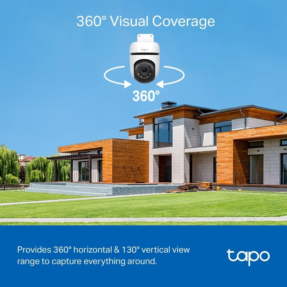 C510W 2K Caméra De Surveillance Wifi Extérieur 360°, Vision Nocturne Couleur, Détection De Personne Et Suivi De Mouvement, Étanche IP65, Alarme Sonore Personnalisable (Lot De 2)