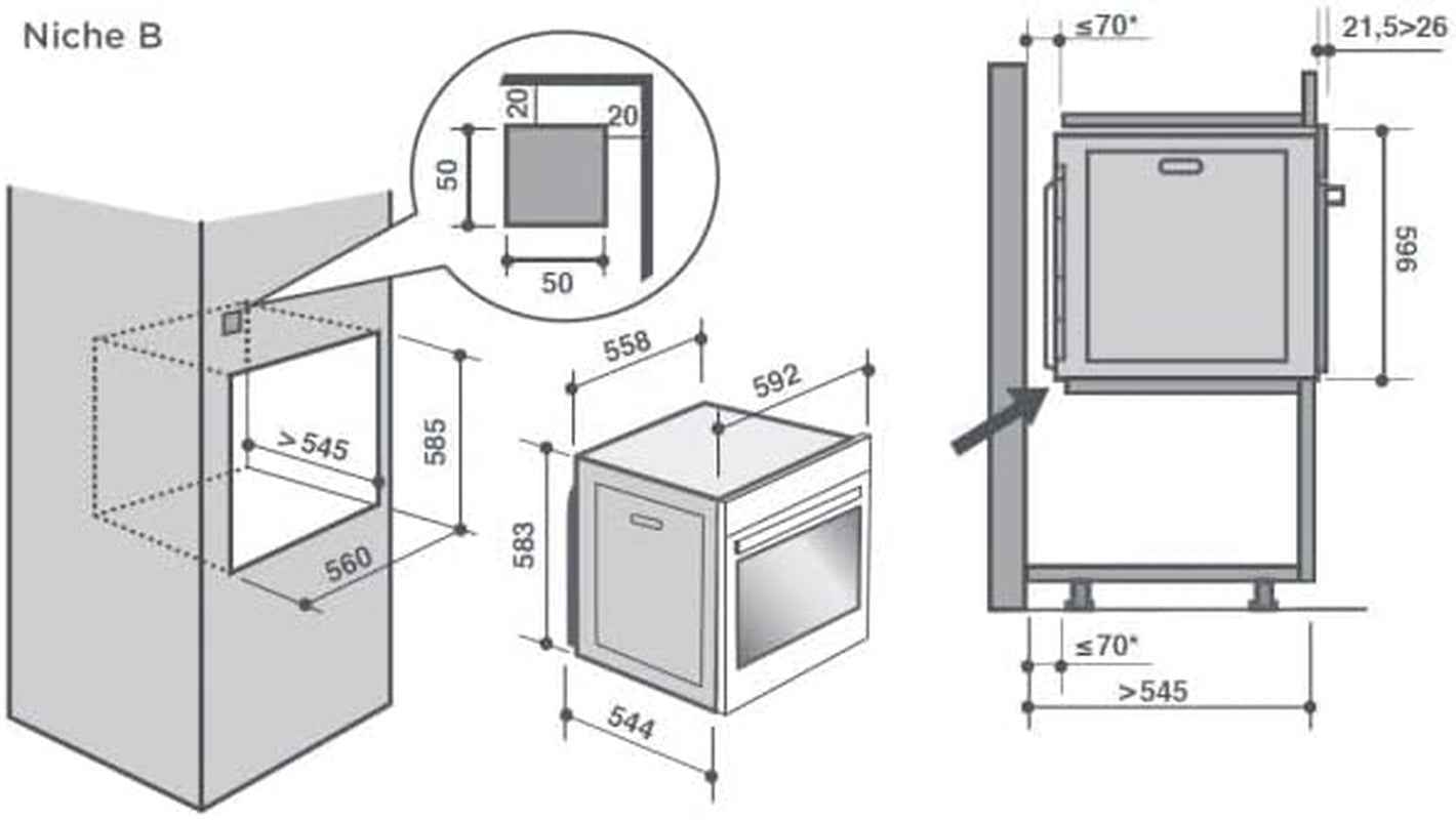 Four Encastrable Pyrolyse  DOP7340X - Four Multifonction Chaleur Tournante Ou Pulsée / 73 Litres / Classe A+ / Noir Et Inox / Rails Télescopiques / Porte Froide (4 Vitres)