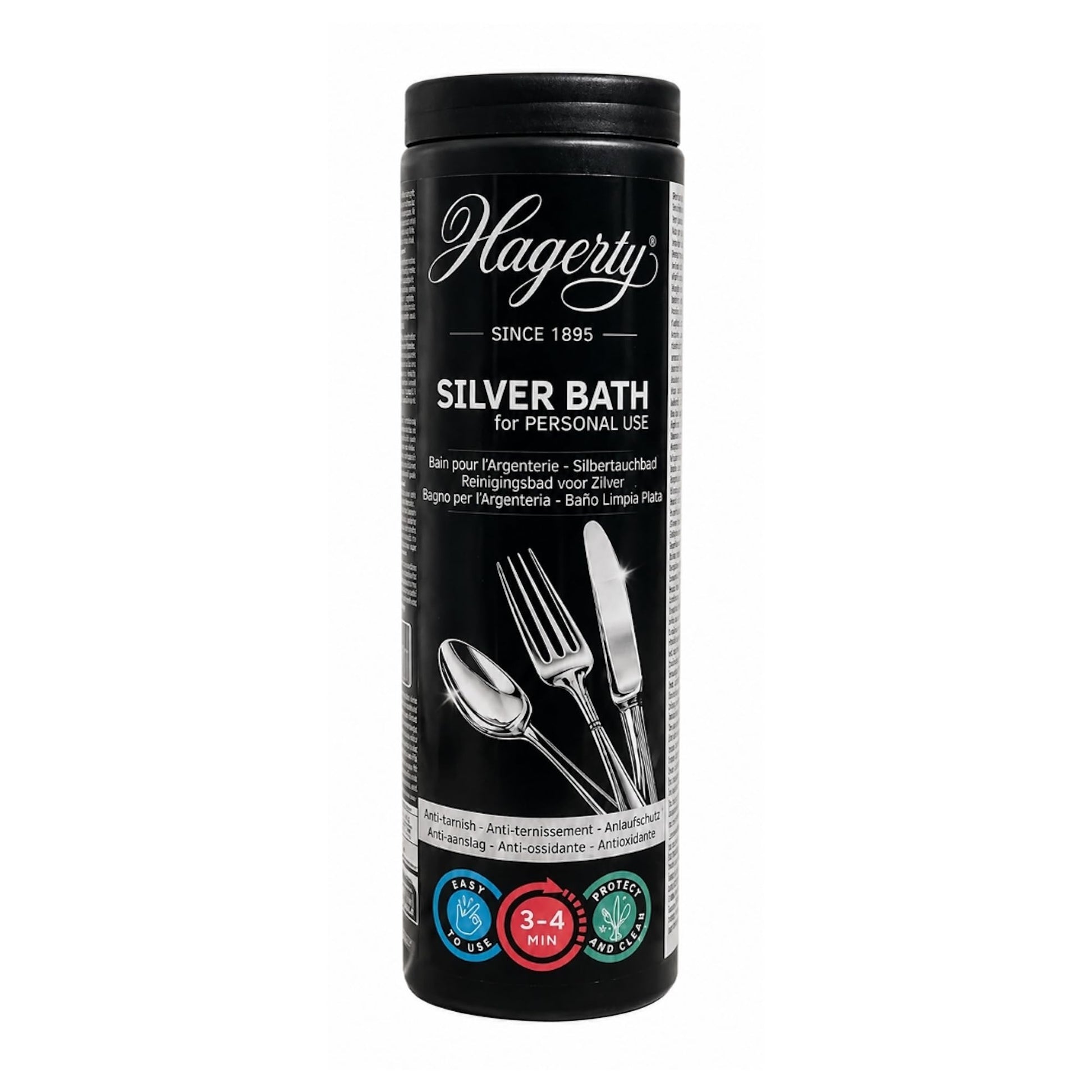 Hagerty Silver Bath 580 ml | Effective cleaning for silver or silver plated cutlery, lasting protection against tarnishing