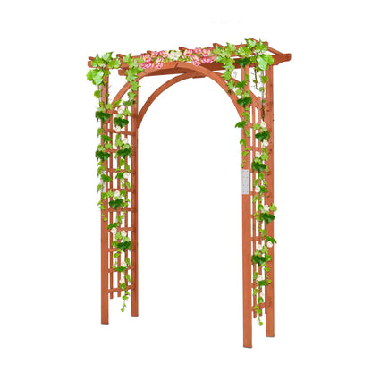 GOPLUS Arche Jardin avec Banc Exterieur, Banc et 2 Treillis pour Plantes Grimpantes, Vignes, Raisins,2 Places, pour Fête, Mariage (50x160x199CM)