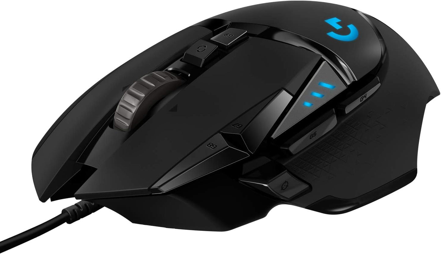 Logitech G G502 HERO High Performance Wired Gaming Mouse | HERO 25K Gaming Sensor, 25600 DPI, RGB, Adjustable Weight, 11 Programmable Buttons, Built-in Memory, PC/Mac - Black