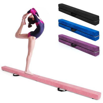 GOPLUS Poutre Gymnastique Pliable 210cm, Poutre Gymnastique avec Patins Antidérapants, Surface Suède, Entraînement de Gymnastique pour Enfants et Adultes, Gain d’Espace