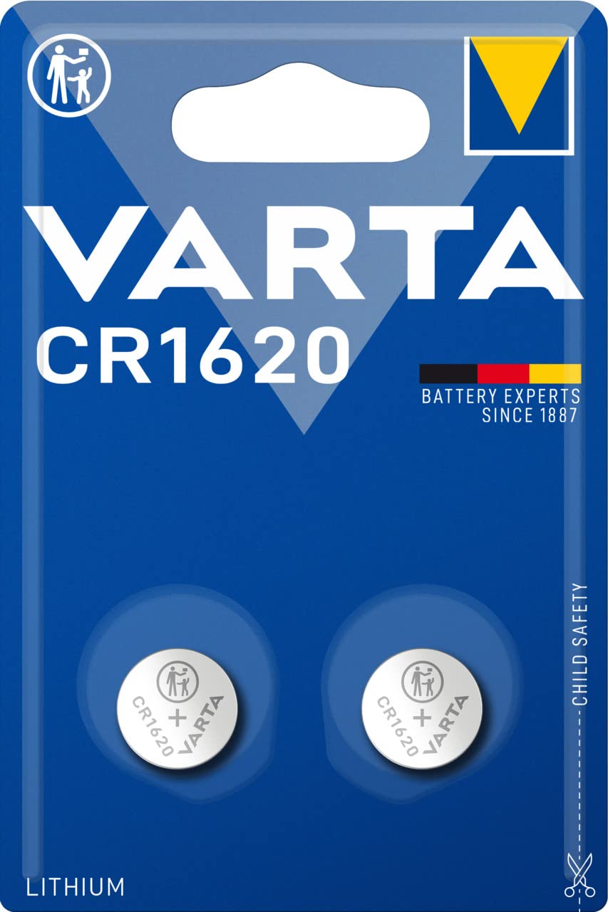 VARTA CR1632 Button Batteries, Pack of 2, Lithium Coin, 3V, Safe Packaging for Kids, for Small Electronic Devices - Watches, Car Keys, Remote Controls | child safety packaging, medical thermometer, heart rate monitor, car key, remote control, scale