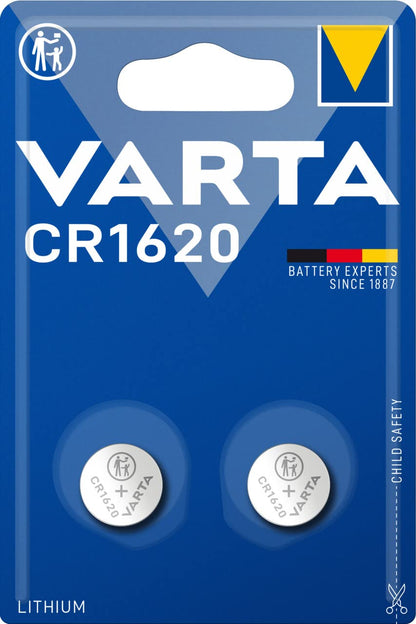 VARTA CR1632 Button Batteries, Pack of 2, Lithium Coin, 3V, Safe Packaging for Kids, for Small Electronic Devices - Watches, Car Keys, Remote Controls | child safety packaging, medical thermometer, heart rate monitor, car key, remote control, scale