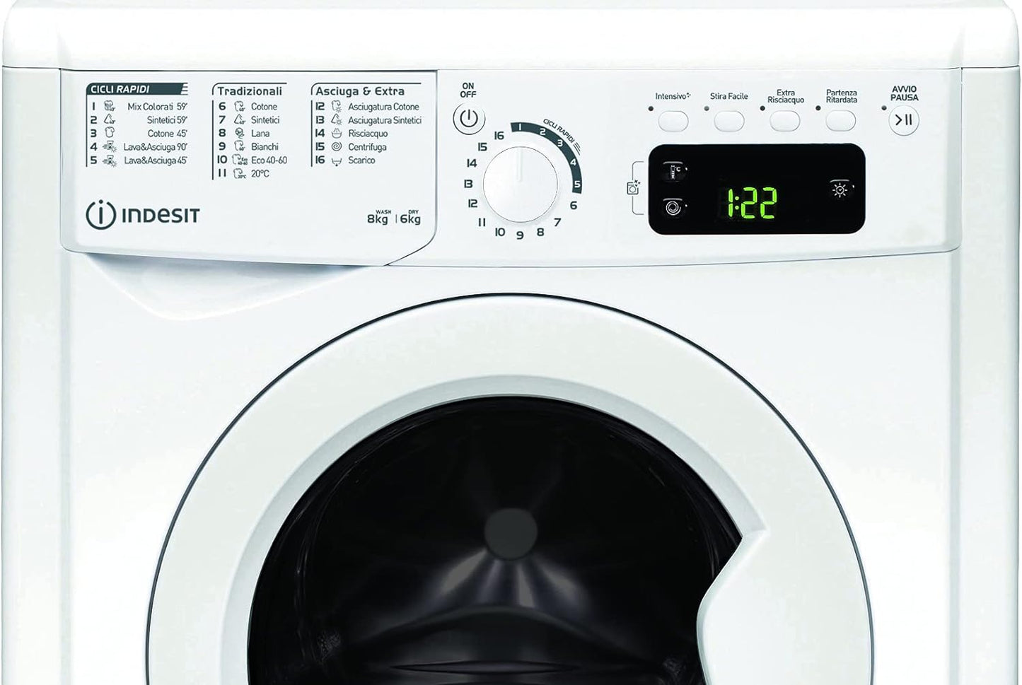 EWDE 861483 W IT N - Lave-Linge 8 Kg Charge Avant, Libre Installation. Centrifugeuse 1400 Tours Par Minute. Largeur 59,5 Cm, Profondeur 53,5 Cm, Hauteur 85 Cm, Classe Énergétique D, Blanc