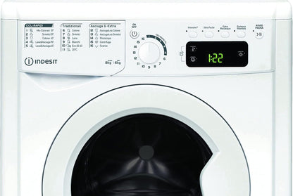 EWDE 861483 W IT N - Lave-Linge 8 Kg Charge Avant, Libre Installation. Centrifugeuse 1400 Tours Par Minute. Largeur 59,5 Cm, Profondeur 53,5 Cm, Hauteur 85 Cm, Classe Énergétique D, Blanc