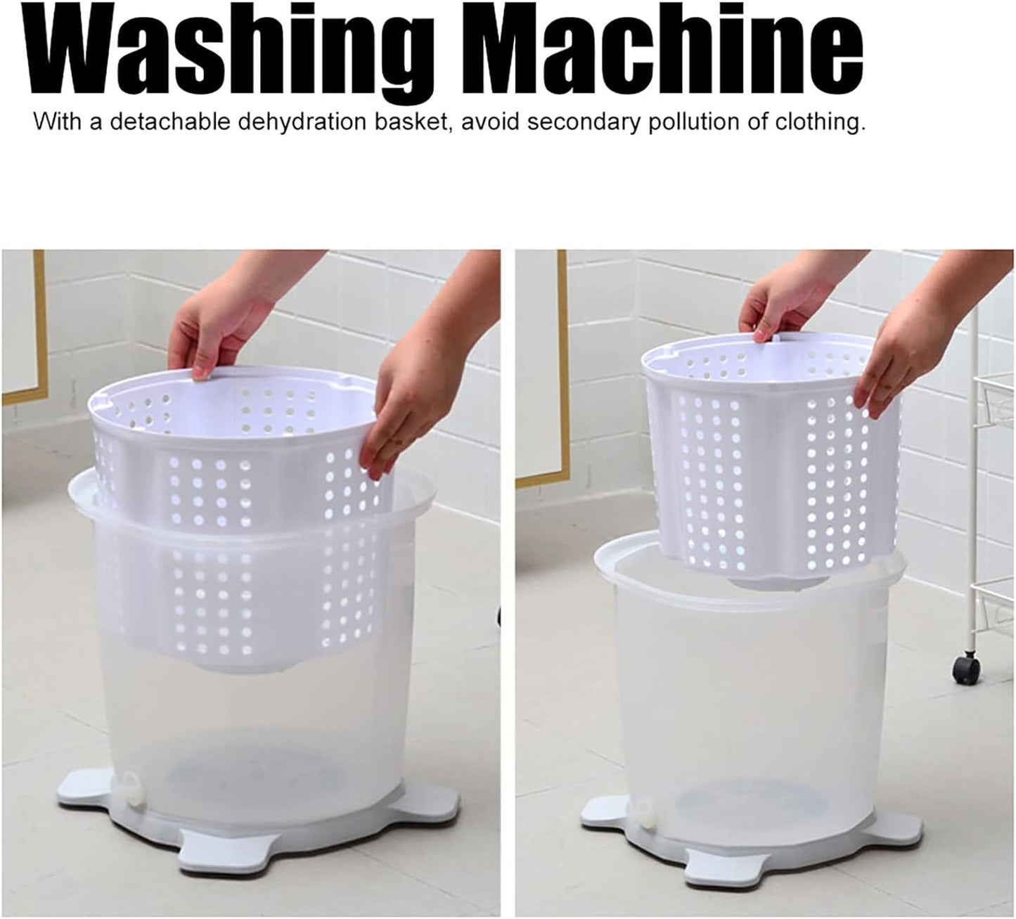 Cryfokt Machine À Laver Portable, Laveuse Manuelle À Vêtements Non Électrique, Laveuse Et Sèche-Linge Avec Coussinets De Panier De Déshydratation, Laveuse À Linge Pour Dortoirs