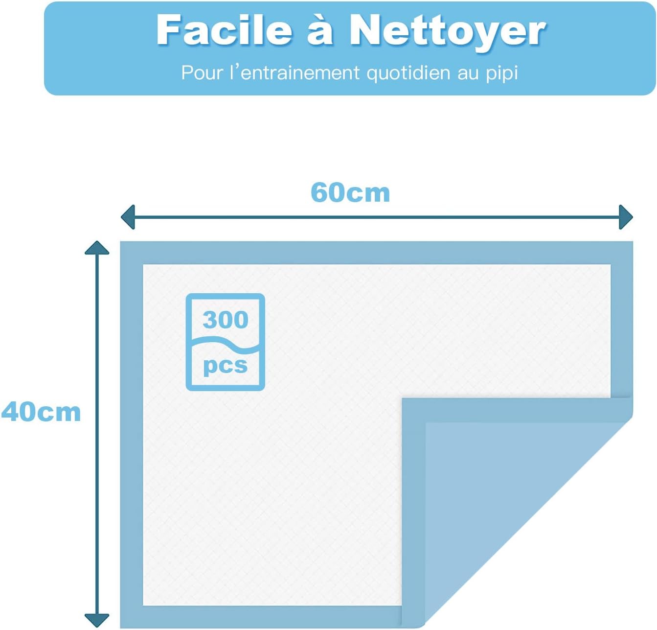 GOPLUS Lot de 300 Tapis Éducateurs pour Chien Chiot, Tapis Hygiénique Absorbant Inférieure Imperméable, Anti-Fuite, 60 x 40 CM