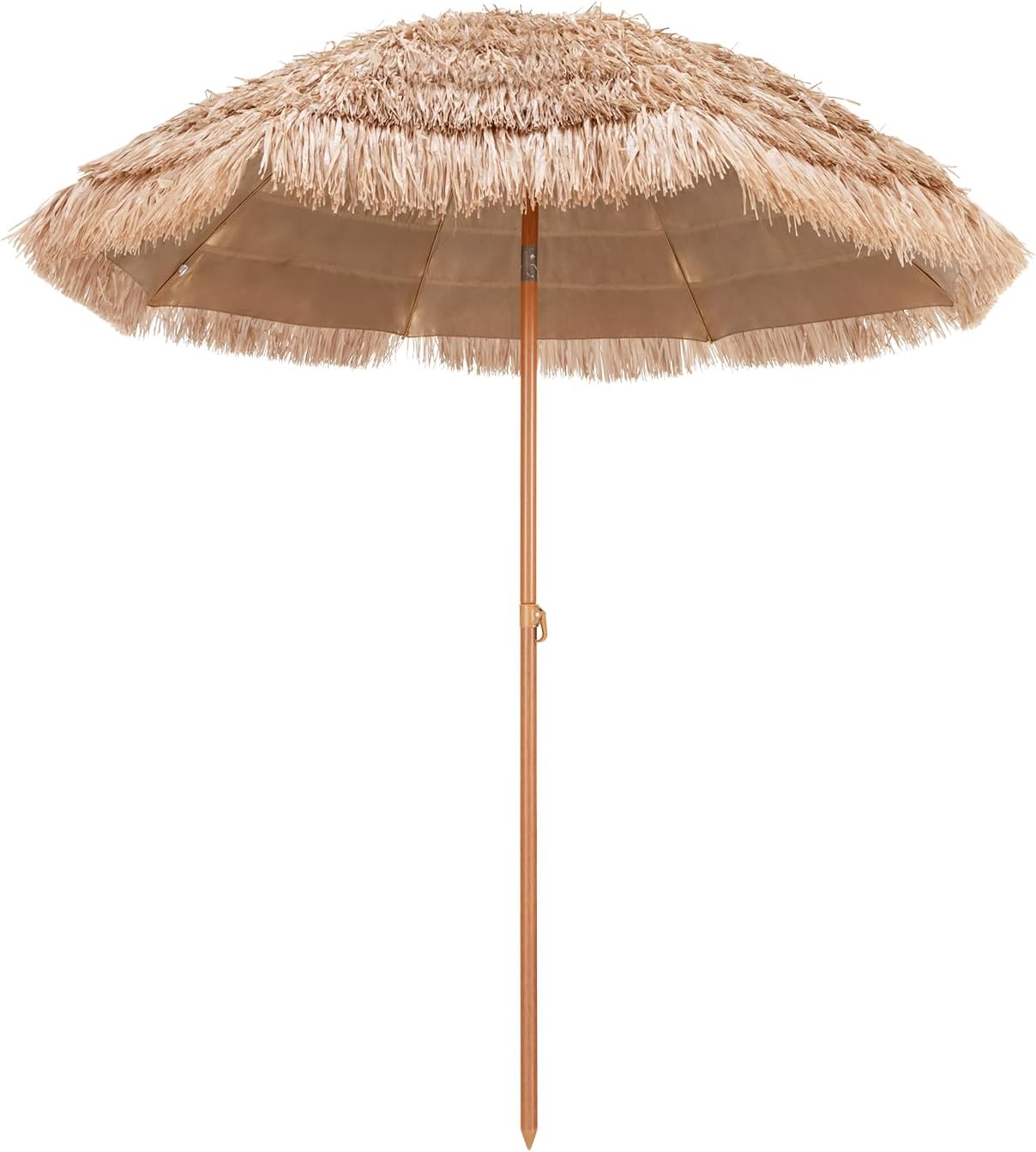 GOPLUS 2,2M Parasol Paille de Plastique, Parasol de Plage avec 8 Baleines, Parasol Inclinable de Style Tropical Hawaïen, UPF 30+, Parasol de Jardin Patio Terrasse, Base Non Inclus (Naturel)