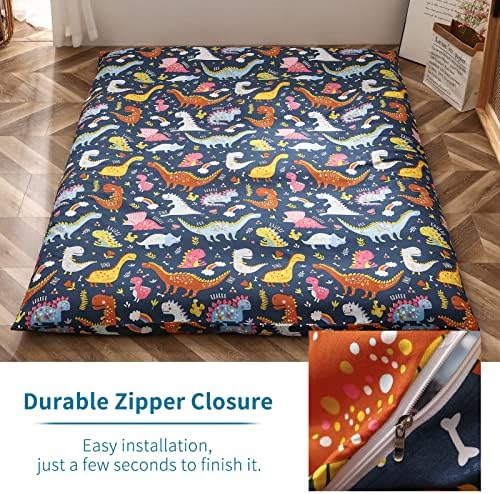 MAXYOYO Mattress Cover for Traditional Japanese Futon Mattress, Futon Floor Mats Cover with Zipper, Super Soft and Machine Washable, Navy Floral, Twin