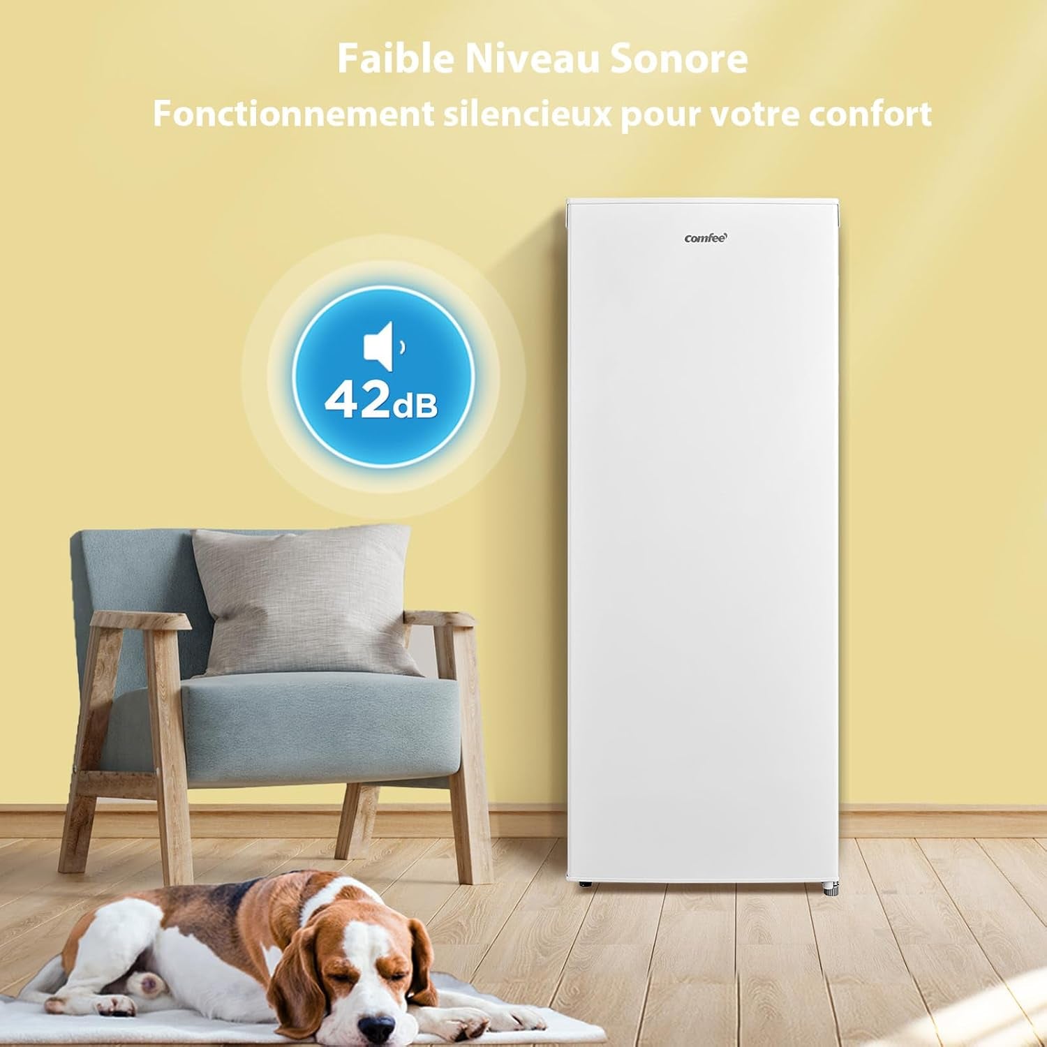 ' 160L Congélateur Armoire, Réglage De La Température, Blanc | Porte Réversible, 42 Db Silencieux, 183 Kwh/An, Thermostat Réglable, Pieds Ajustables, Puissance De Congélation Élevée