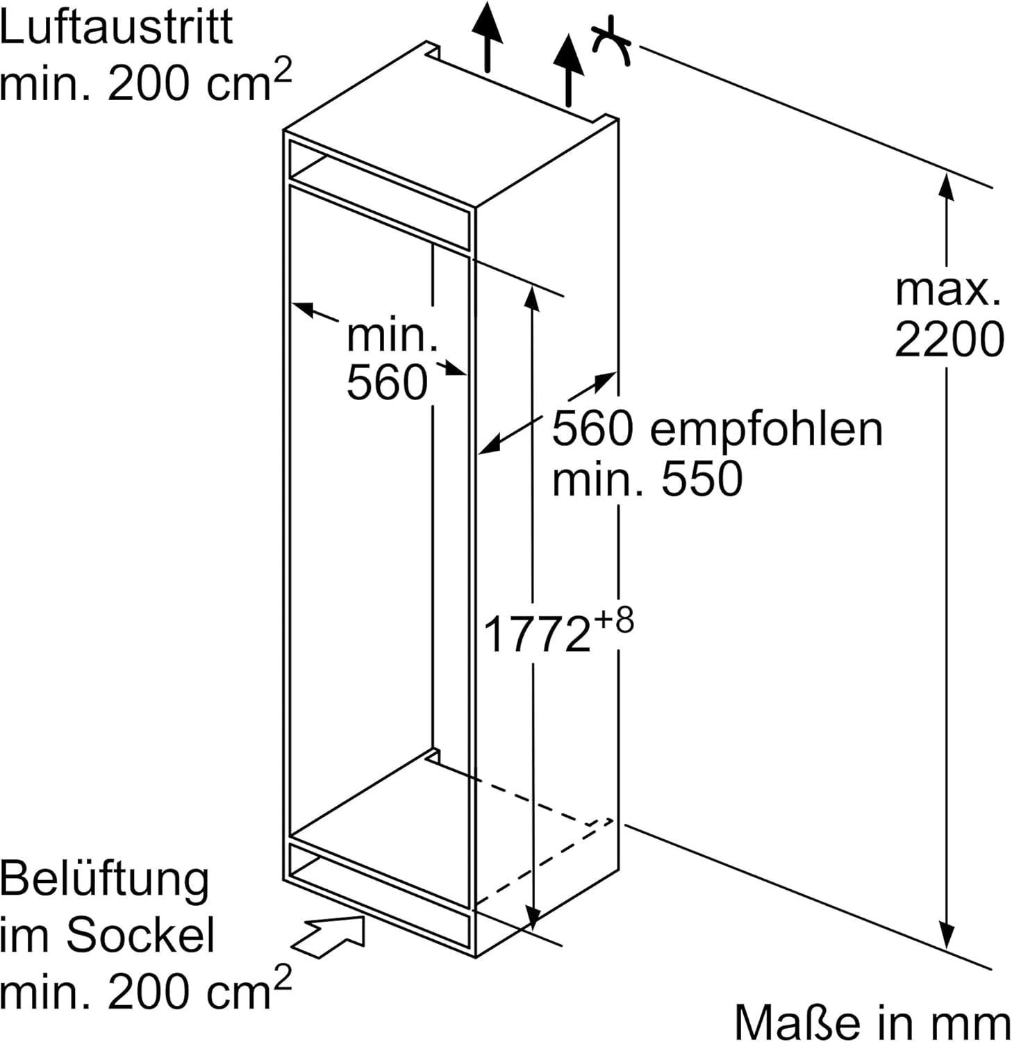 Réfrigérateur Congélateur Encastrable KI87VVFE1 IQ300, 270 Litres, Low Frost
