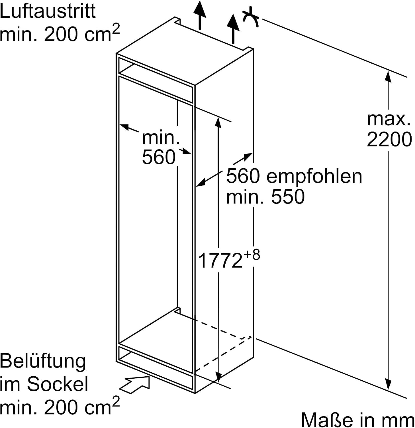 Réfrigérateur Congélateur Encastrable KI87VVFE1 IQ300, 270 Litres, Low Frost