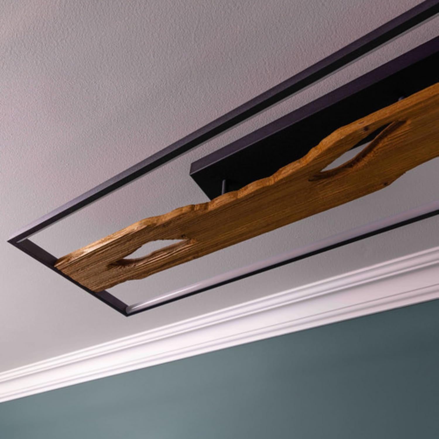 Deckenlampe Landhaus-Stil, Dimmbar, Holzoptik, Lampe | Plafonnier LED, 100X14X30 Cm, 6600 Lm 3000 K, Métal/Bois/Plastique