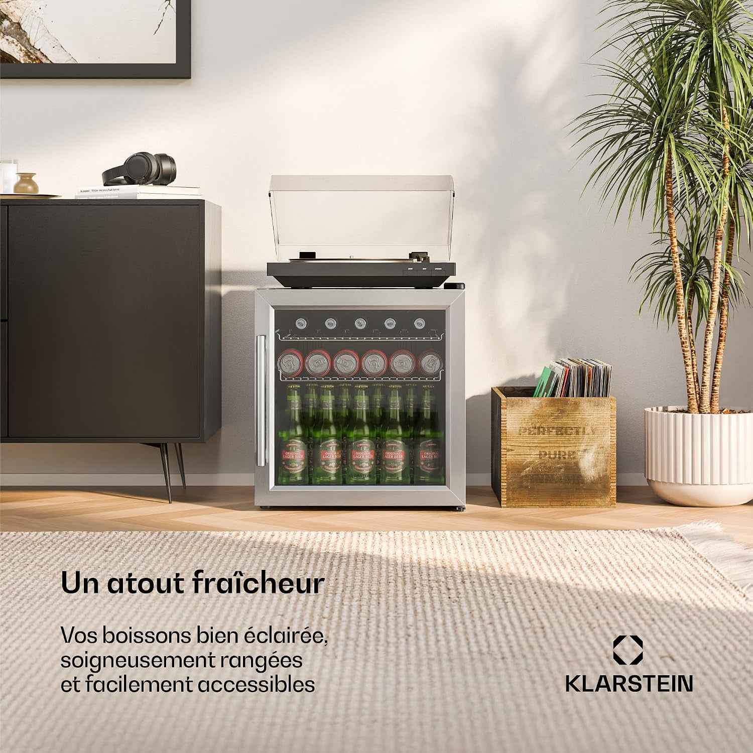 Réfrigérateur À Boissons Luxechill 60 L – Réfrigérateur À Boissons Avec Porte Vitrée, Commande Tactile 0-10 °C, 3 Clayettes, Éclairage LED, IPX4 Pour Cuisines D'Extérieur