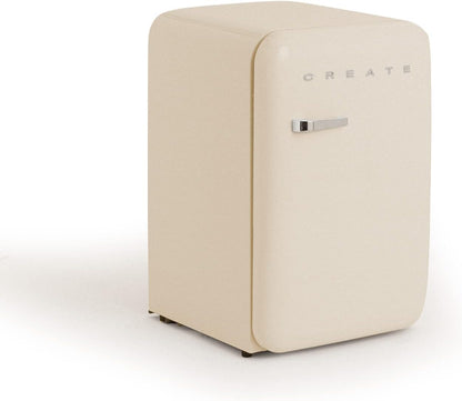 / RETRO FRIDGE 83.5 Silver/Réfrigérateur Blanc Cassé Avec Poignée Argent/Pratique Et Fonctionnel, Matériaux Résistants