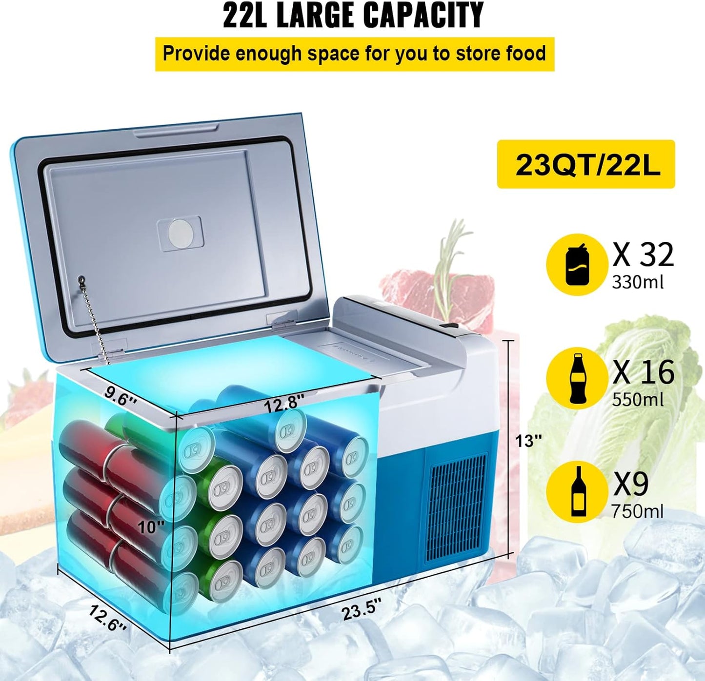 Mini Réfrigérateur De Voiture Mini Frigo Portable Électrique (22L)