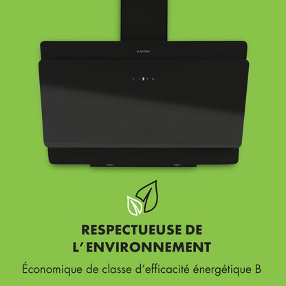 Montage Mural Hotte Aspirante Inclinées 90Cm, Pour Cuisine, Filtre En Aluminium, Débit D'Air Puissant 607M³/H, LED, Ecran Tactile, Extracteur D'Air Silencieux, Efficace Avec Evacuation, Noir