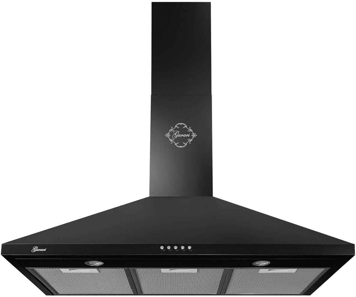 Hotte Aspirante 90 Cm GCH C 147 BL 9 N • Hotte Murale Noire • Moteur Puissant 1000 M³/H • Hotte Aspirante Et Recirculation • Éclairage LED • Filtre À Graisse Métallique • Hotte De Cuisine Noire