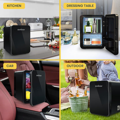 Mini Frigo 4 Litres, Petit Réfrigérateur Portable, 6 Canettes, Mini Réfrigérateurs Cosmétiques Pour Cooler and Warmer, Mini Petit Frigo Pour Chambre/Voiture/Voyage/Boissons/Fruits, Noir