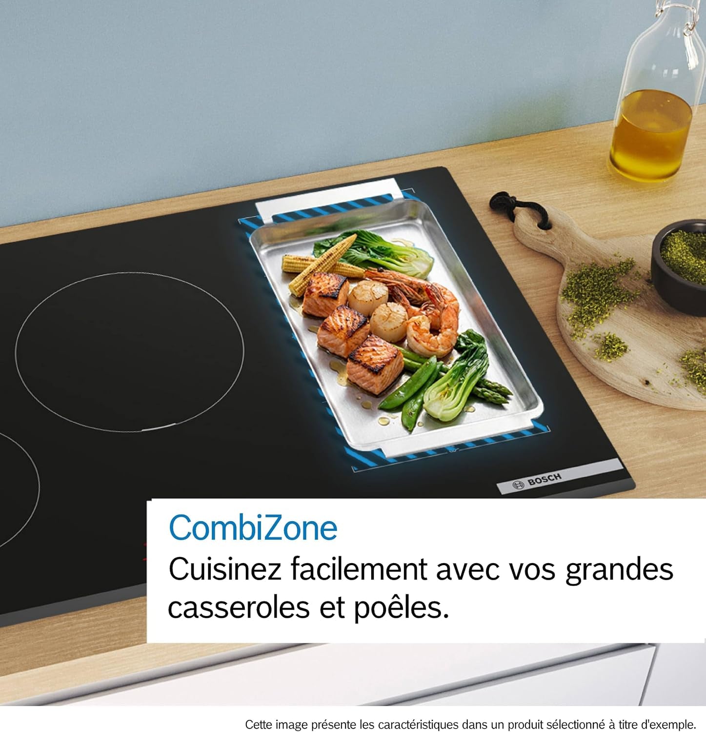 Bosch PVS63KHC1E Série 6 - Plaque Induction, Zone Combi-Induction | 60 Cm, Noir, 4 Foyers, Home Connect, Directselect, Ajustement Automatique De La Hotte, Timer Avec Fonction Arrêt