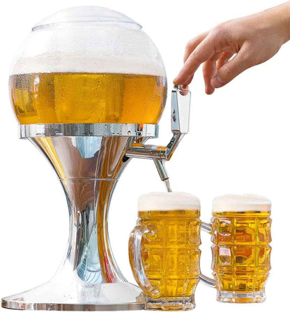 - Distributeur De Bière Réfrigérant 3,5L, Machine À Jus De Fruits, Fontaine D'Alcool Avec Réservoir À Glaçons, PMMA Transparent Et Argent Métallique, 24X24X42 Cm, Sans BPA