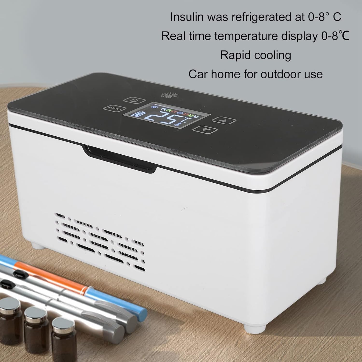 Mini Réfrigérateur Réfrigérateur À Insuline, Écran Tactile 0-18℃ Réglable Portable Insuline Refroidisseur Mini Médicament Réfrigérateur Boîte Pour Voiture, Voyage, Maison