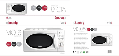 Micro-Ondes Compact 20L VIO6B Noir, Puissant 700W, Plateau Tournant 24,5Cm, Multifonction 5 Niveaux De Chauffe Et Fonction Décongélation, Minuterie Jusqu'À 30Min, Rapide, Plan De Travail