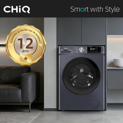 8Kg Lave-Linge Avec Classe A-15% & Smart One Touch Gris | Lavage Vapeur, Programme Literie, Baby Care, Doudoune, Moteur Inverter, 1400 T/Min, 520Mm, 76Db, CFL80-14586IM3XA