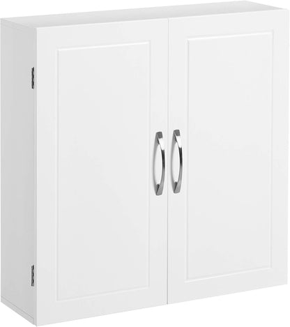 Armoire Murale Pour Salle De Bain, Placard De Rangement Mural Pour Salle De Bain, 18 X 60 X 60 Cm, Armoire À Pharmacie Avec Étagères Réglables, Blanc Nuage BBC320W01