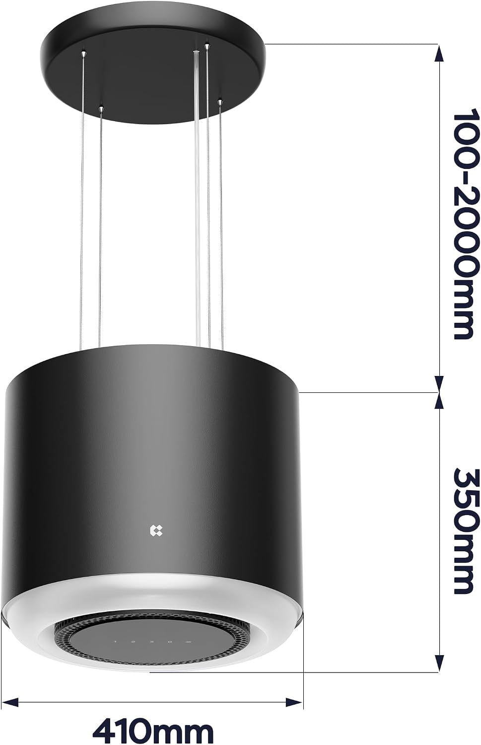Hotte Îlot Centrale A+ - Hotte Suspendue 48Cm- 565M ³/ H - CBCB4838 | Hotte Aspirante Îlot - Wifi Et APP - Filtre À Charbon CBCF0010 Inclus - 4 Vitesses & LED De 2 Niveaux De Luminosité