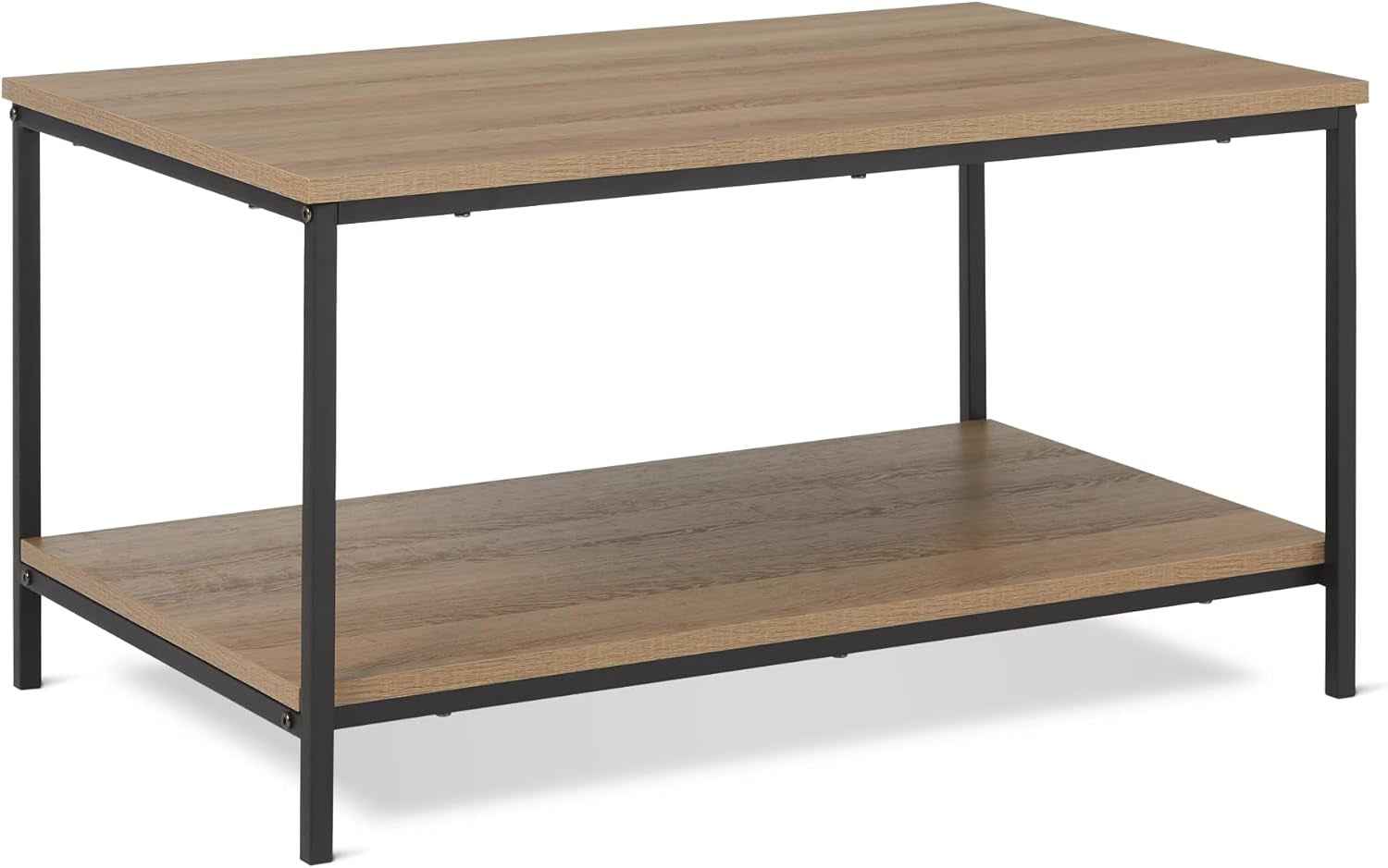 Table Basse, Rectangulaire, Avec Étagère Inférieure, Table D’Appoint De Salon, Style Moderne, Chêne, 50,5Cm X 80Cm X 42Cm