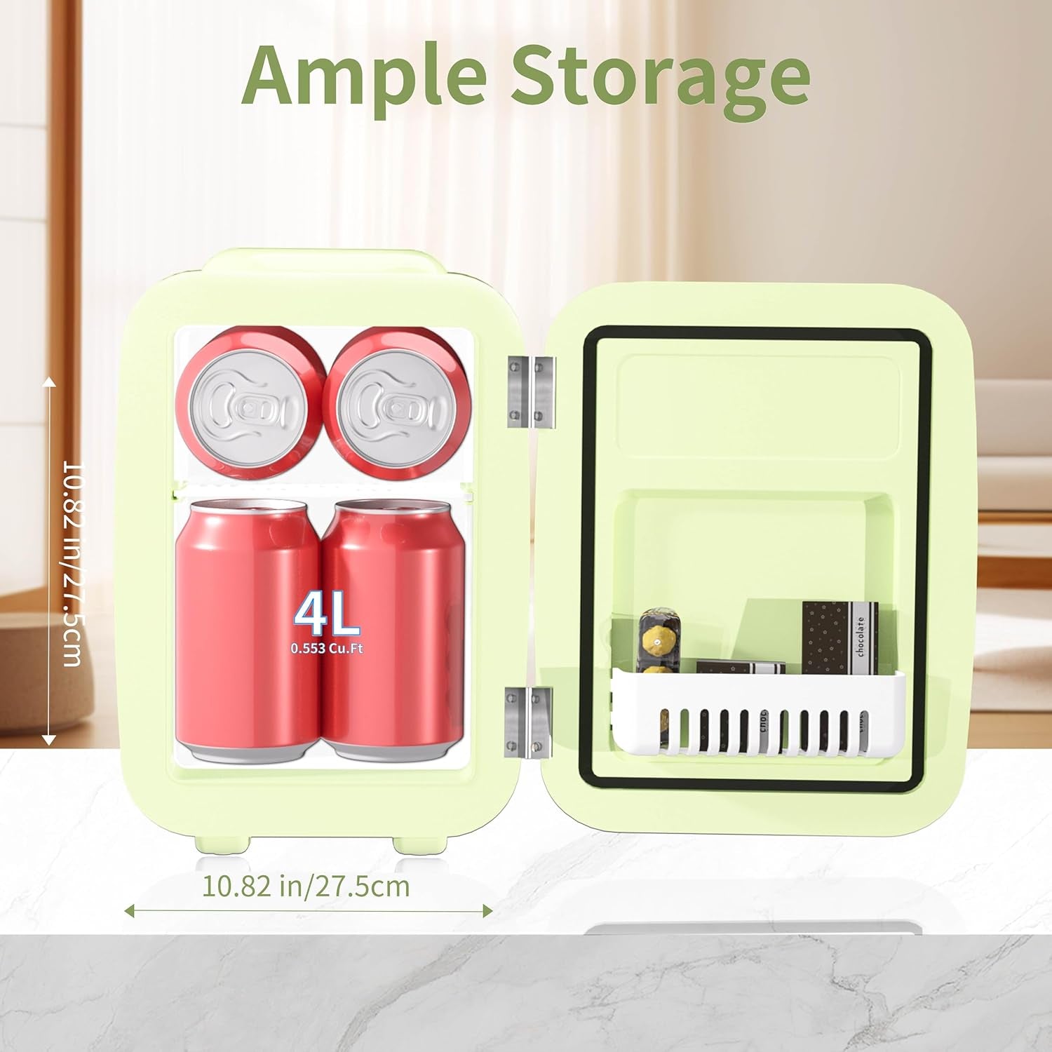 Mini Réfrigérateur 4 Litres Pour Cosmétiques, Boissons, 220 V AC/12 V DC, Thermoélectrique Refroidissement Et Réchauffement, Petit Réfrigérateur Pour Chambre À Coucher, Bureau, Dortoir, Voiture