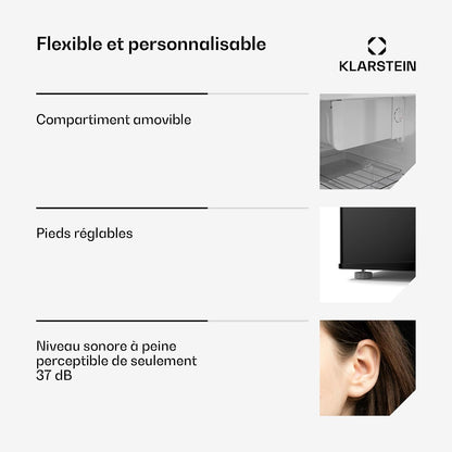 KLARSTEIN Irene 46 L Mini Réfrigérateur Rétro - Silencieux 37 Db, Thermostat Réglable, Petit Réfrigérateur De Chambre, Économe En Énergie, Noir