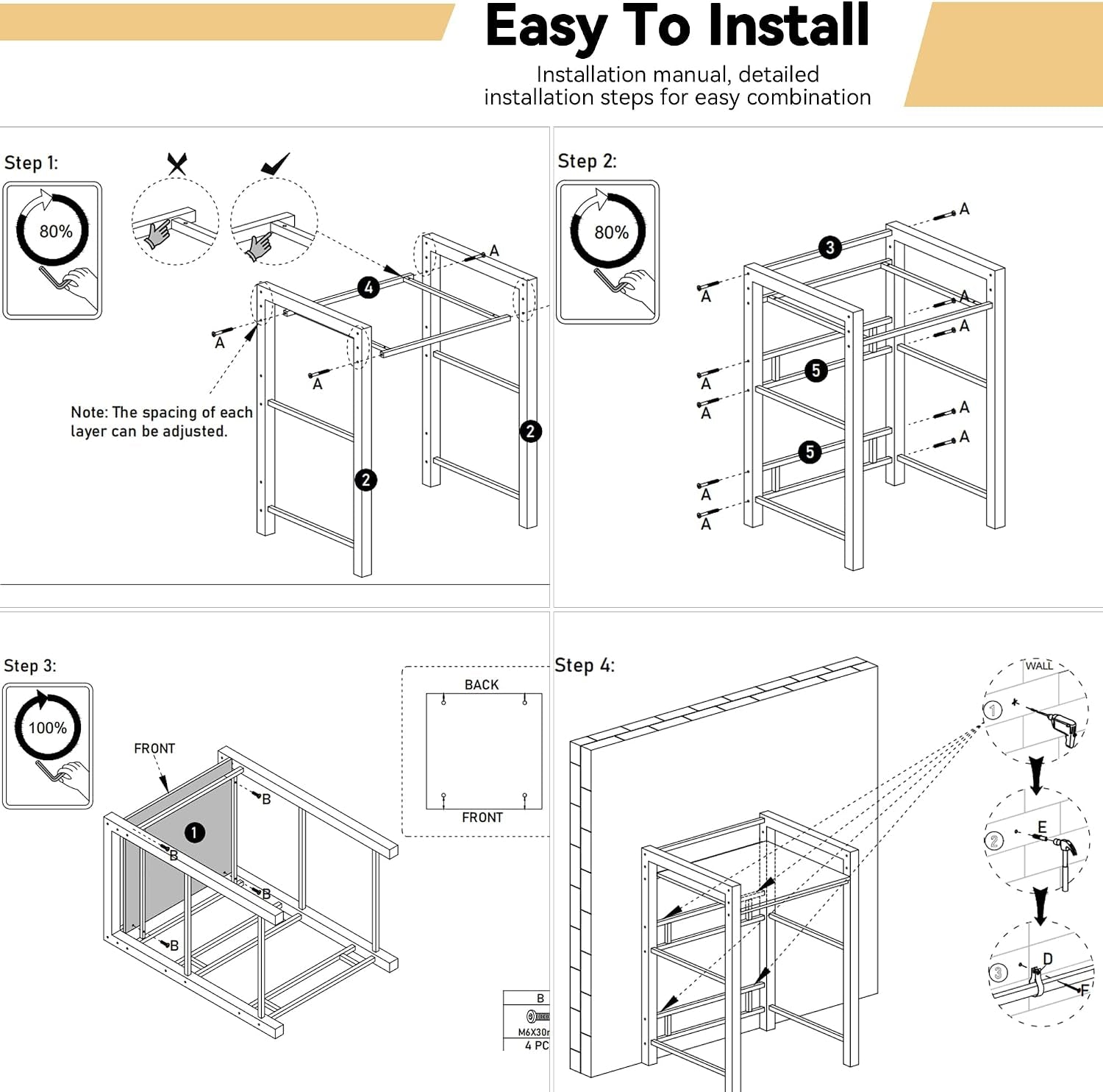 Meuble Machine À Laver Et Seche Linge, 3 Réglable En Hauteur, Kit D'Empilage Pour Lave-Linge Et Sèche-Linge À Chargement Frontal, Meuble Machine À Laver, Capacité Charge 300Kg (Nori)