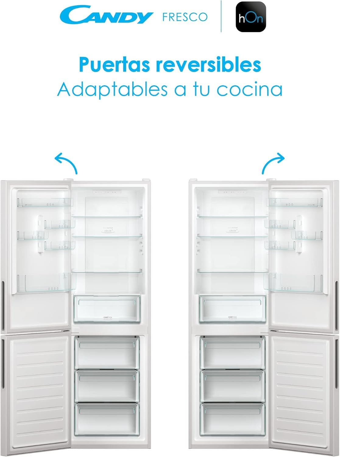CCE4T618EW Réfrigérateur Combiné - Total Nofrost Circle+, 344L, Stockage Flexible, Wi-Fi, Étagères Safety Glass, Lumières LED, Portes Réversibles, 39 Dba, Classe E, Blanc