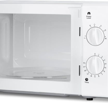 Micro-Ondes Compact 20L VIO6 Blanc, Puissant 700W, Plateau Tournant 24,5Cm, Multifonction 5 Niveaux De Chauffe Et Fonction Décongélation, Minuterie Jusqu'À 30Min, Rapide, Plan De Travail
