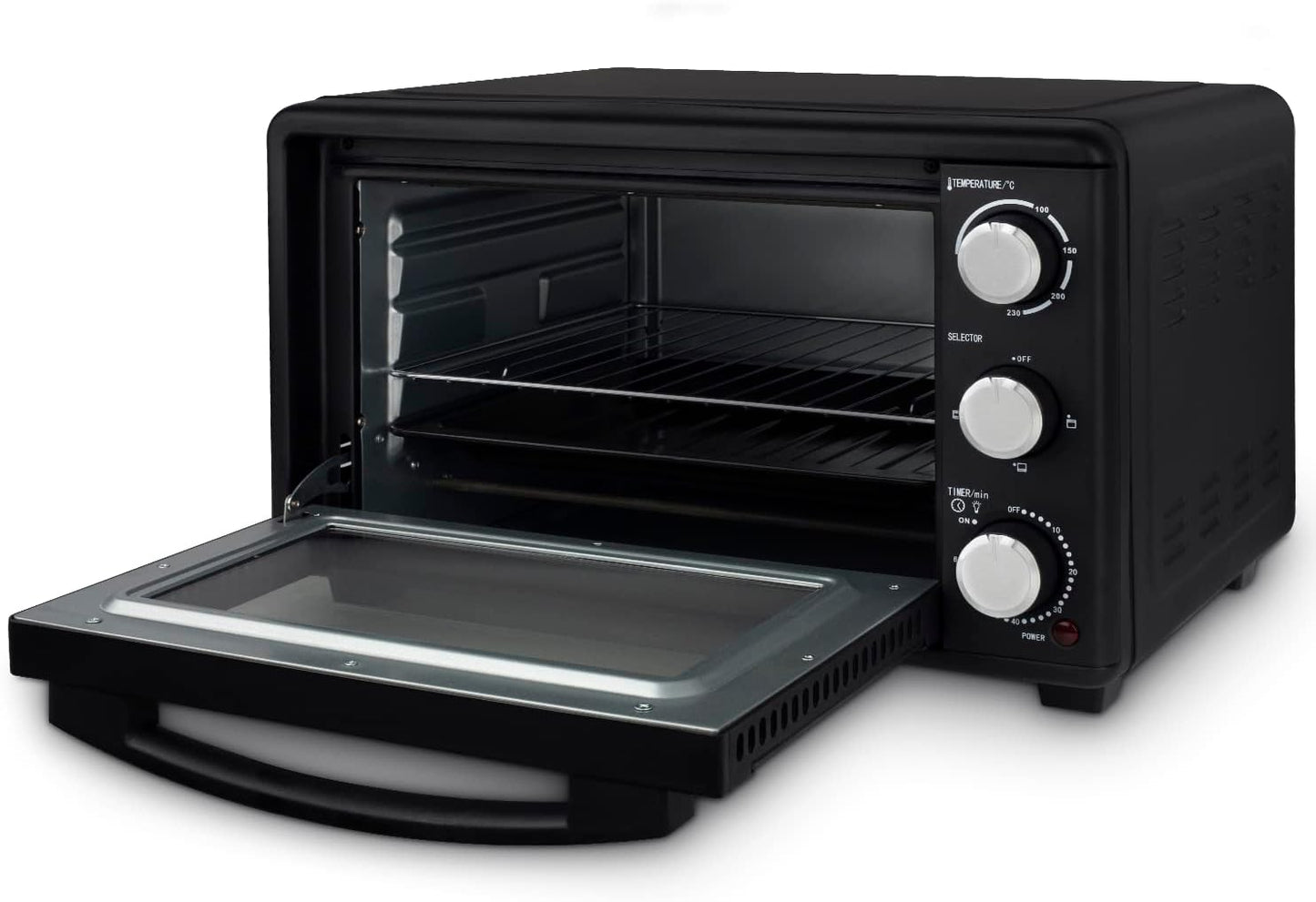 Mini Four 25L Electrique FO25 Posable Compact Multifonction Performant 1500W Programmable 4 Modes De Cuisson, 230°,Minuteur 60 Min, Porte En Verre, Lèchefrite Avec Pince, Grille De Cuisson