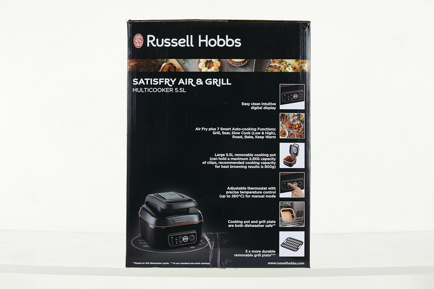 Air Fryer XL 5,5L [Multicuiseur: Frit, Cuit, Rôti, Grille] Friteuse Sans Huile & Gril (7 Programmes, Convient Au Lave-Vaiselle, Contrôle Température, 260°) Satisfry 26520-56