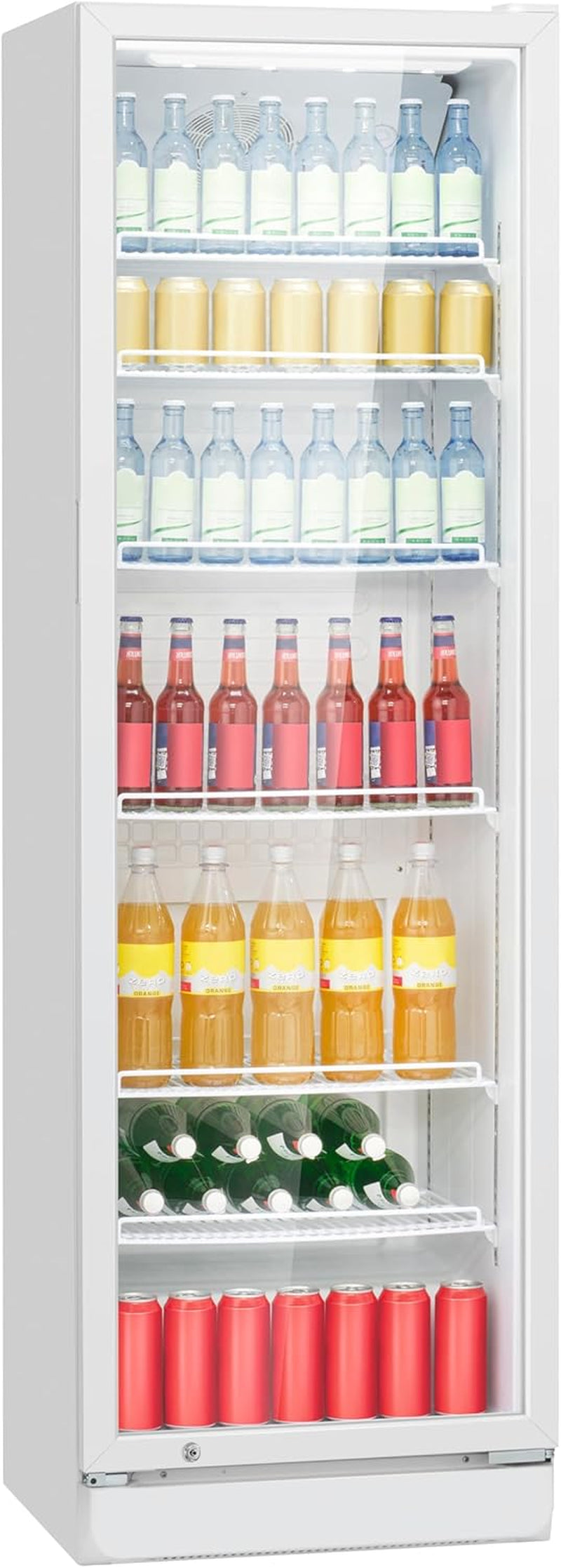 Bomann KSG 7351 Flaschenkühlschrank, 60 Cm Breit, 356 L, Glastür, Innenraumbeleuchtung, Abschließbare Gerätetür, 6 Gitterablagen, Weiß