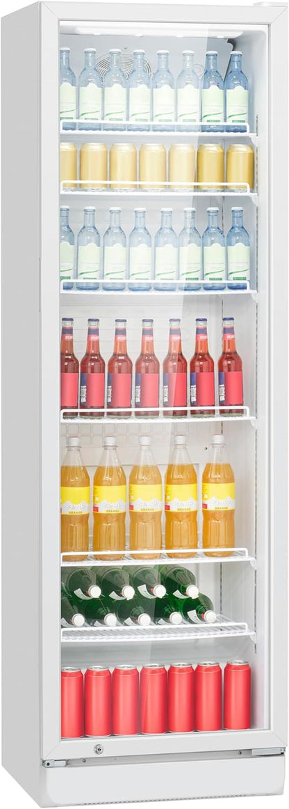 Bomann KSG 7351 Flaschenkühlschrank, 60 Cm Breit, 356 L, Glastür, Innenraumbeleuchtung, Abschließbare Gerätetür, 6 Gitterablagen, Weiß