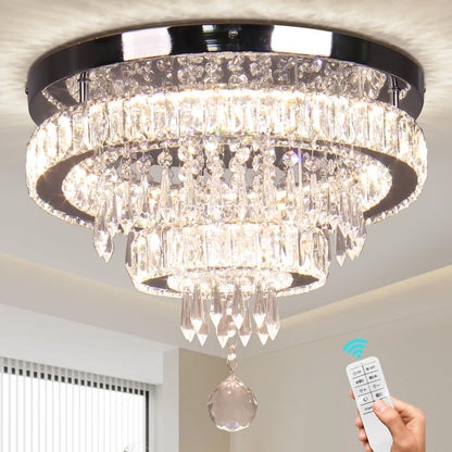 15,7" Lustres En Cristal Modernes LED Dimmables Avec Télécommande, K9 Lustres Fil Pour Chambre À Coucher, Salle À Manger, Salon Et Couloir (Multicolore)