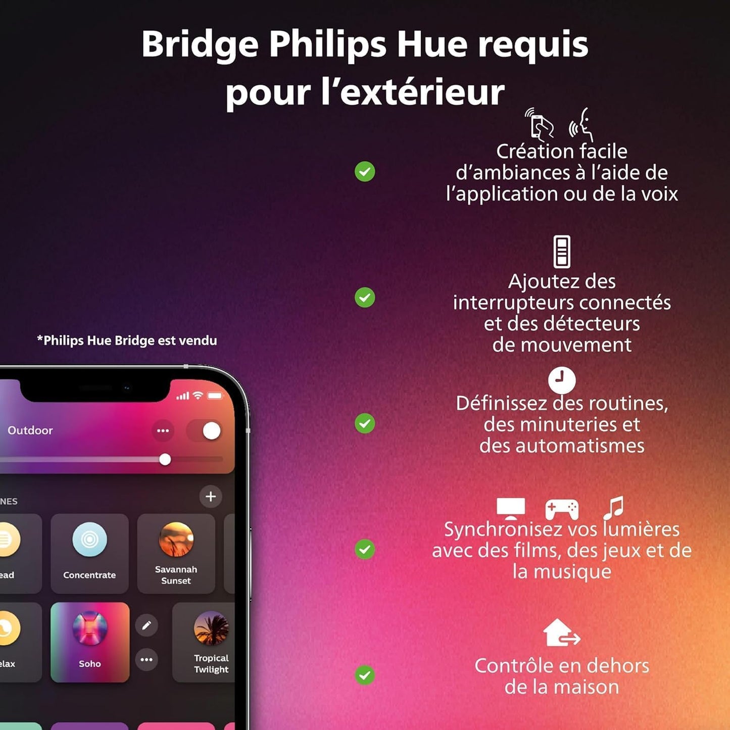 Philips Hue Play Extension X1 - Noir, White & Color Ambiance, Fonctionne Avec Alexa, Google Assistant Et Apple Homekit