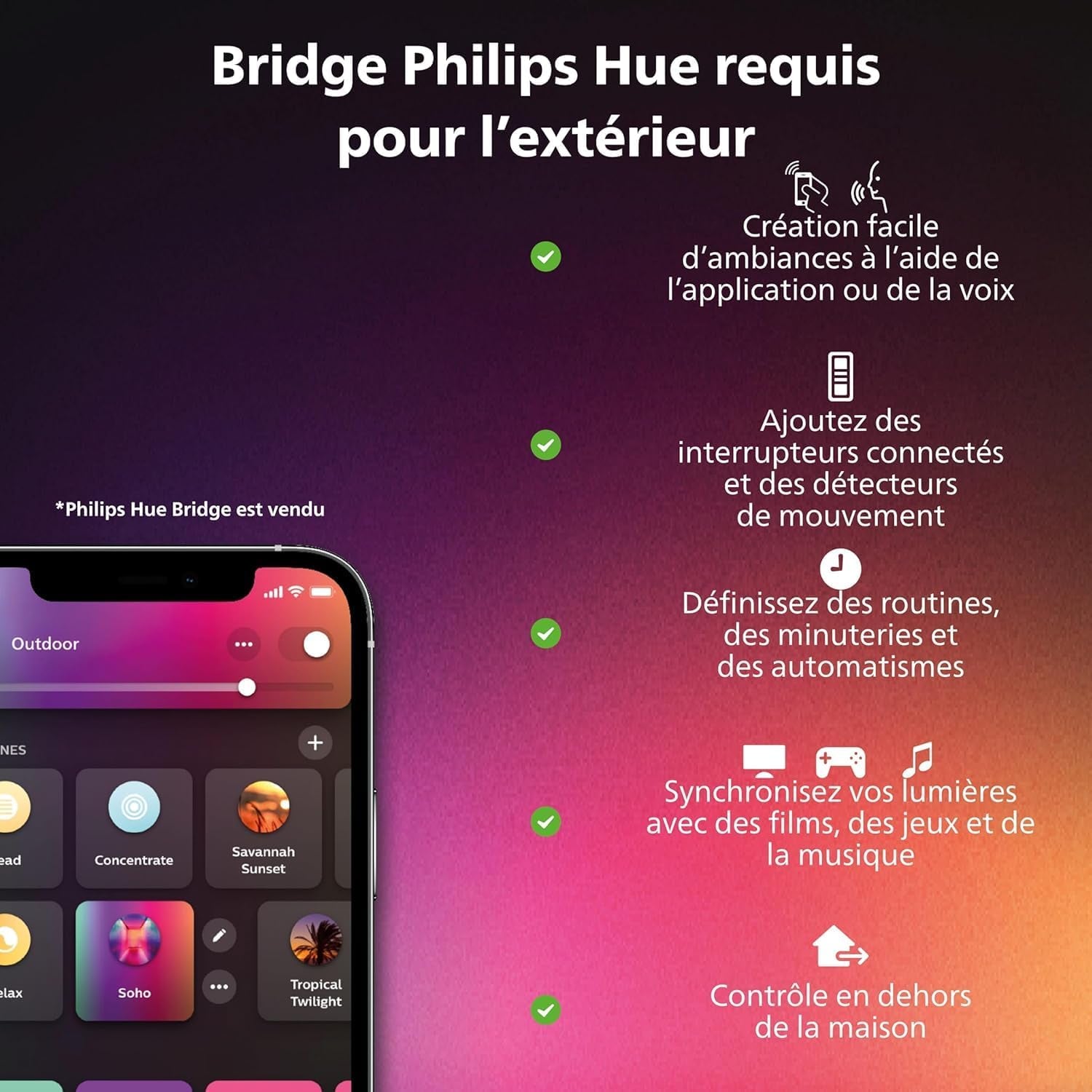 Philips Hue Play Extension X1 - Noir, White & Color Ambiance, Fonctionne Avec Alexa, Google Assistant Et Apple Homekit