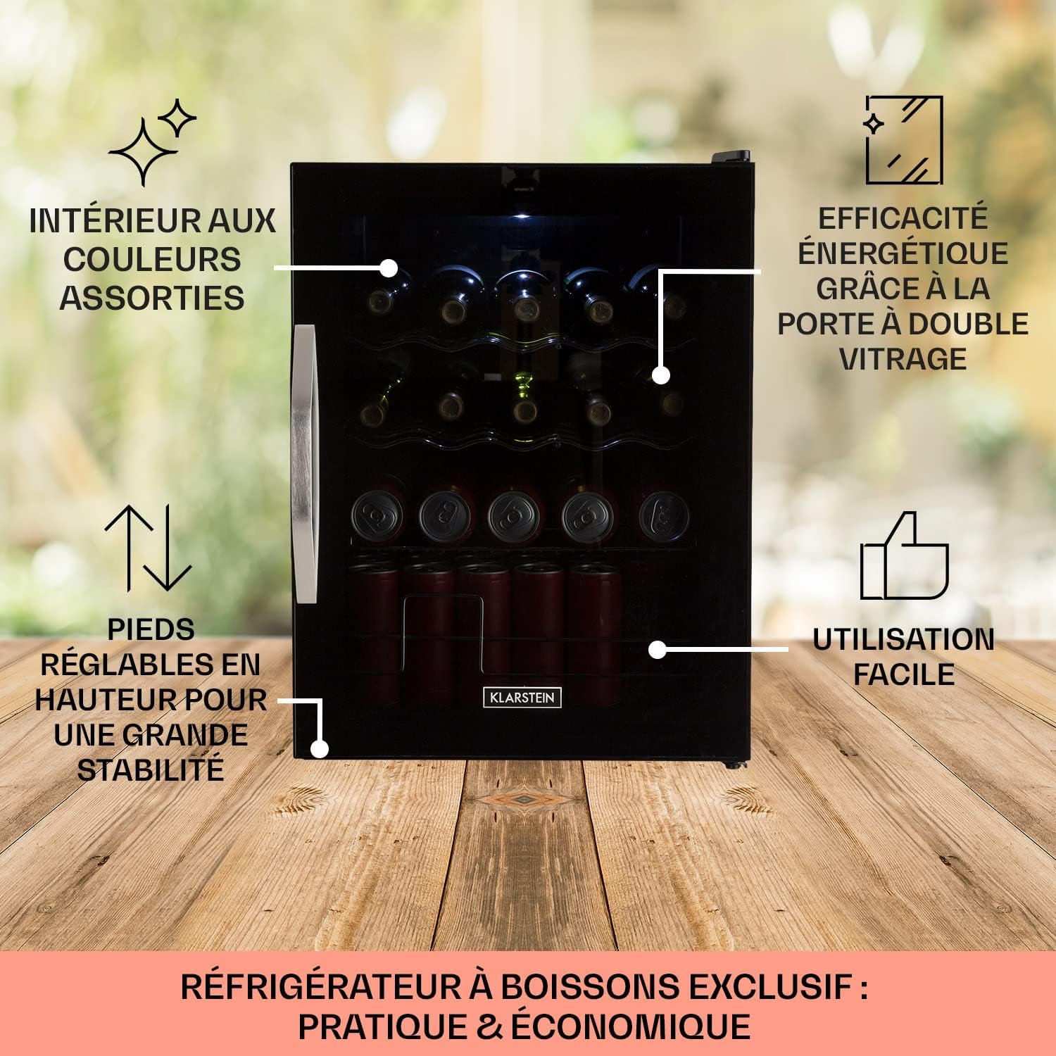 Mini Frigo De Chambre Et Bureau Pour Boisson, Silencieux, Refrigerateur Bar 60L, Pour Camping, Étagères Réglables, Ondulés Pour Le Vin, Cannette, Beer Fridge